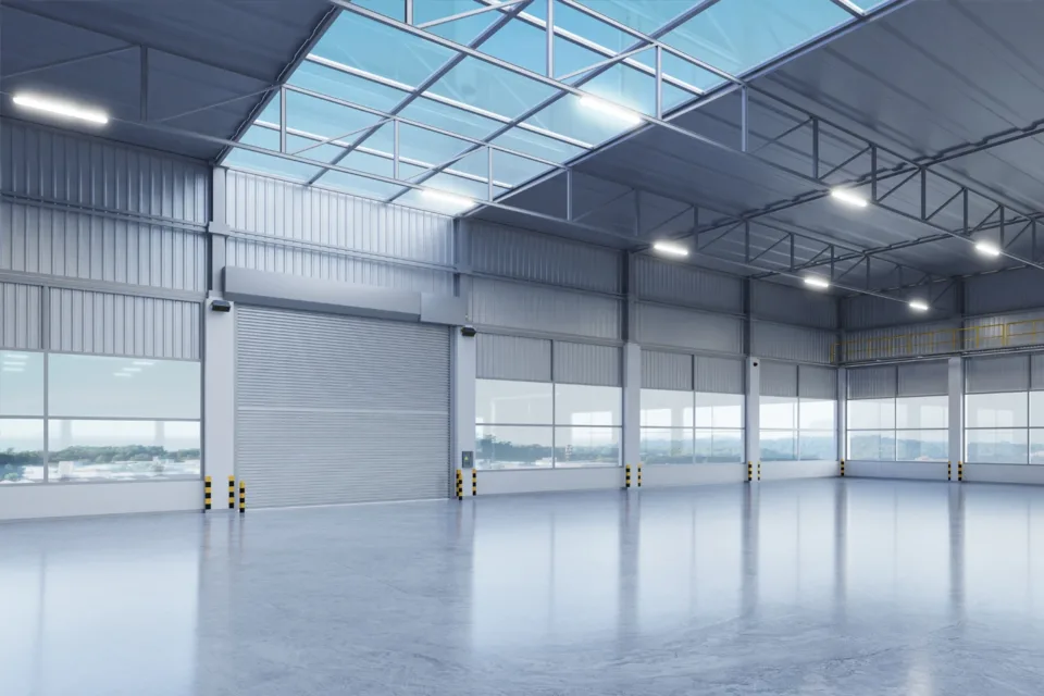 intérieur d'un espace industriel vide et moderne